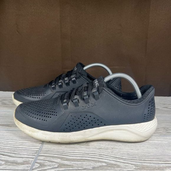 Crocs Literide Pacer Black White Rubber Sneaker Casual Shoe Womens 10 - Picture 3 of 8